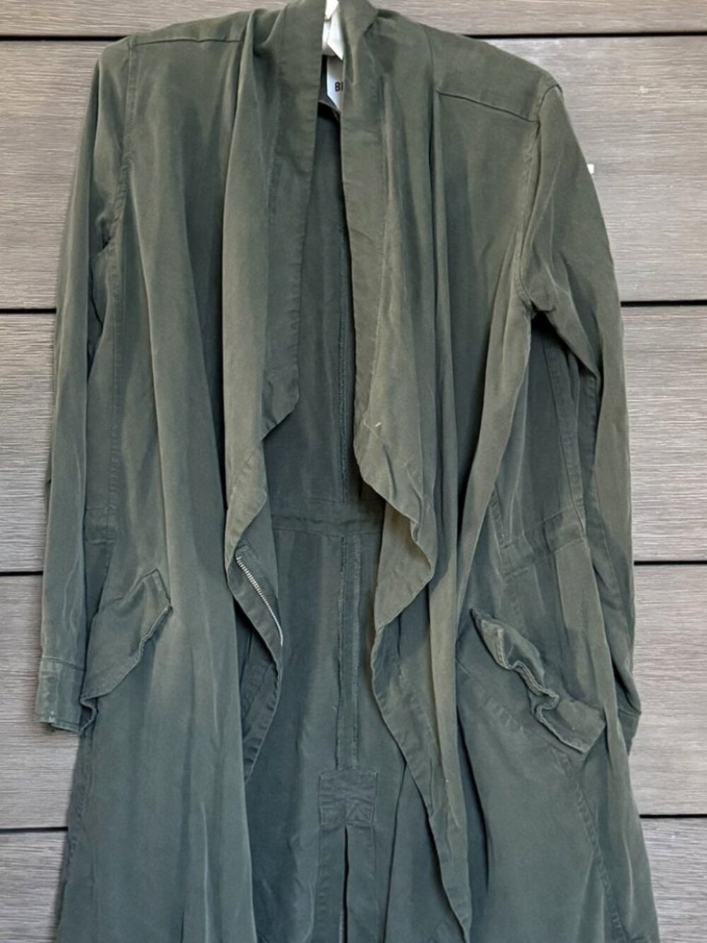 BB Dakota Carthy Drape Front Utility Coat Olive Green XS